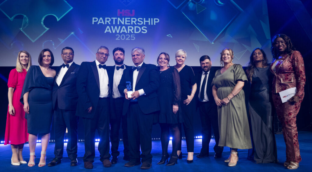 Representatives from the partnership between the NHS in Lincolnshire and DMC Healthcare at the 2025 HSJ Independent Healthcare Providers Awards and the HSJ Partnership Awards.