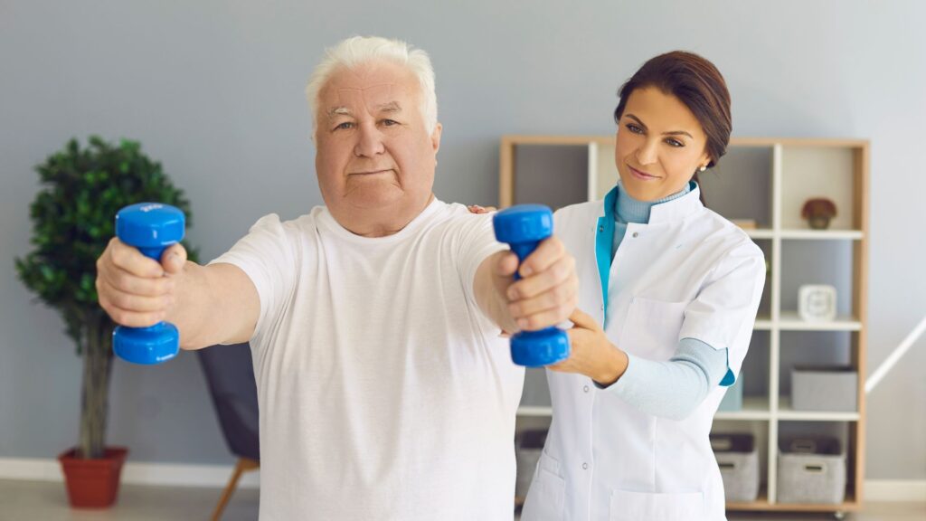 A photo of an older man, intermediate care services. 