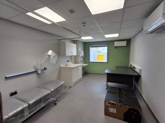 Photograph of one of the examination rooms at the new Glebe Park Surgery