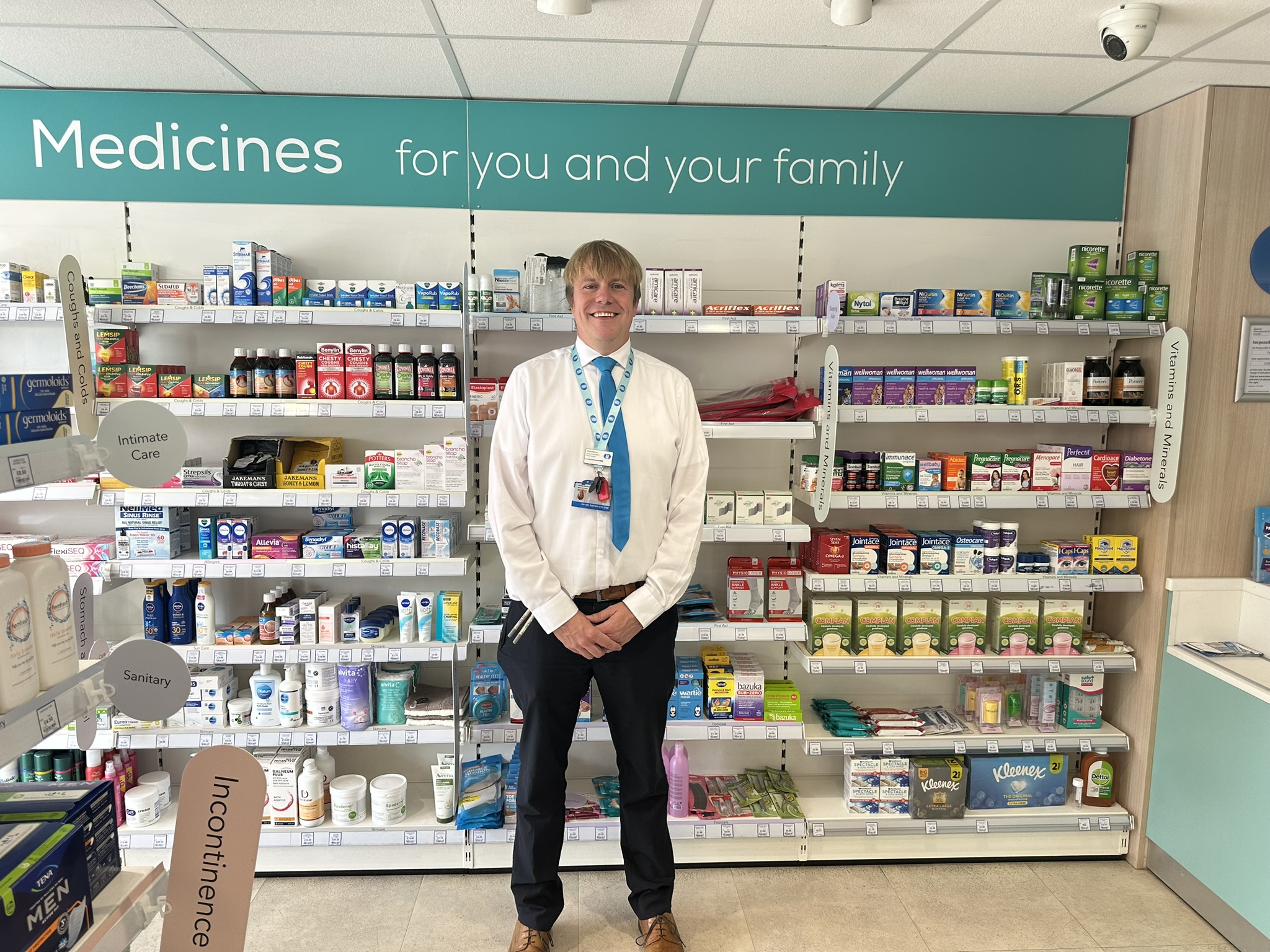 A photo of Chris Kenny standing in the Lincolnshire pharmacy