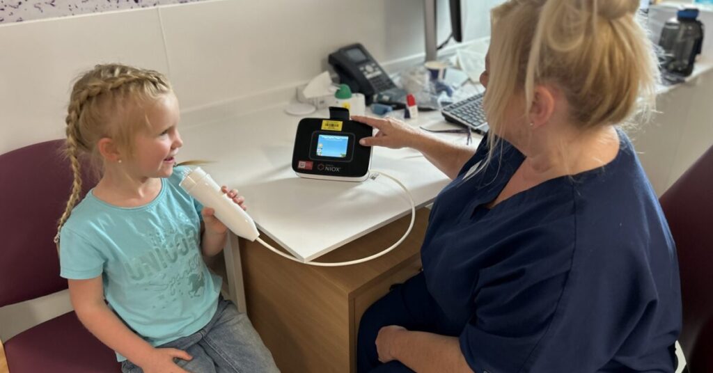 Harriet Brader with Respiratory Specialist Nurse Emma Stones at Skegness Community Diagnostic Centre.