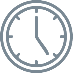 Grey outline of a clock which shows the time twenty minutes past twelve