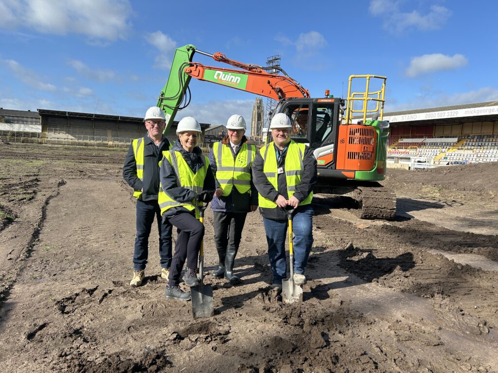 L-R Chris Dodd (MTX), Professor Karen Dunderdale (LCHG), Alistair Nelson (LCHG) and Councillor Dale Broughton (Boston Borough Council)