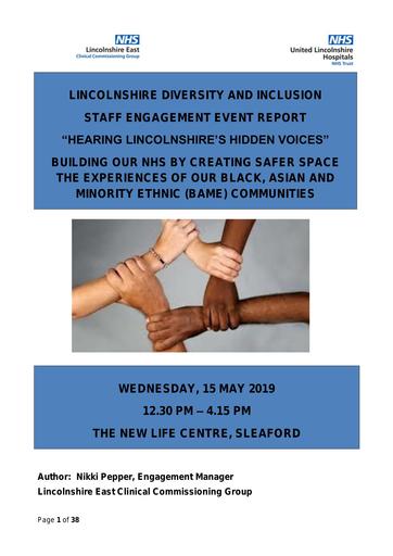 Equality and Diversity Engagement Report   Building Our NHS By Creating Safer Space   15 May 2019