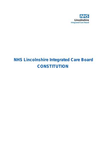 NHS Lincolnshire ICB Constitution   Final