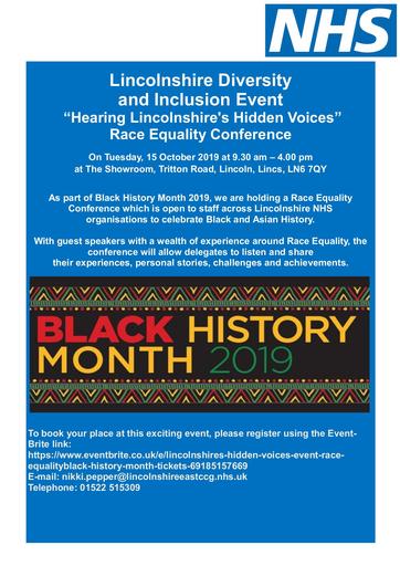 15 October 2019   Hearing Lincolnshire's Hidden Voices   Race Equality Black History Month