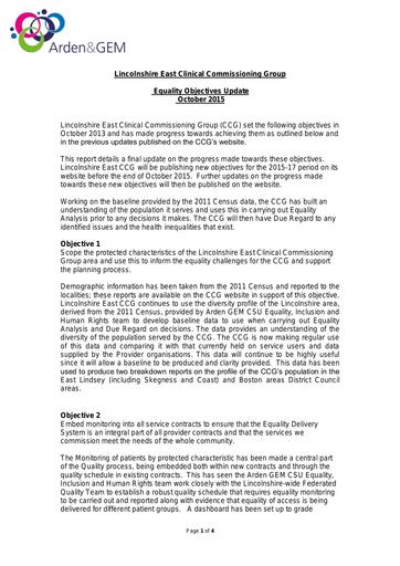 Final report on lincolnshire east ccg equality objectives 151022
